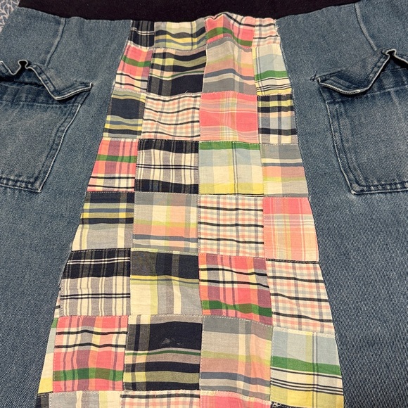 Vintage Boomerang A-Line Skirt with Denim and Plaid - Picture 6 of 7